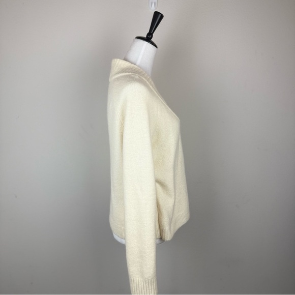 Anthropologie Cream Wrap Sweater M Merino Wool Baby Alpaca Blend - Picture 3 of 10